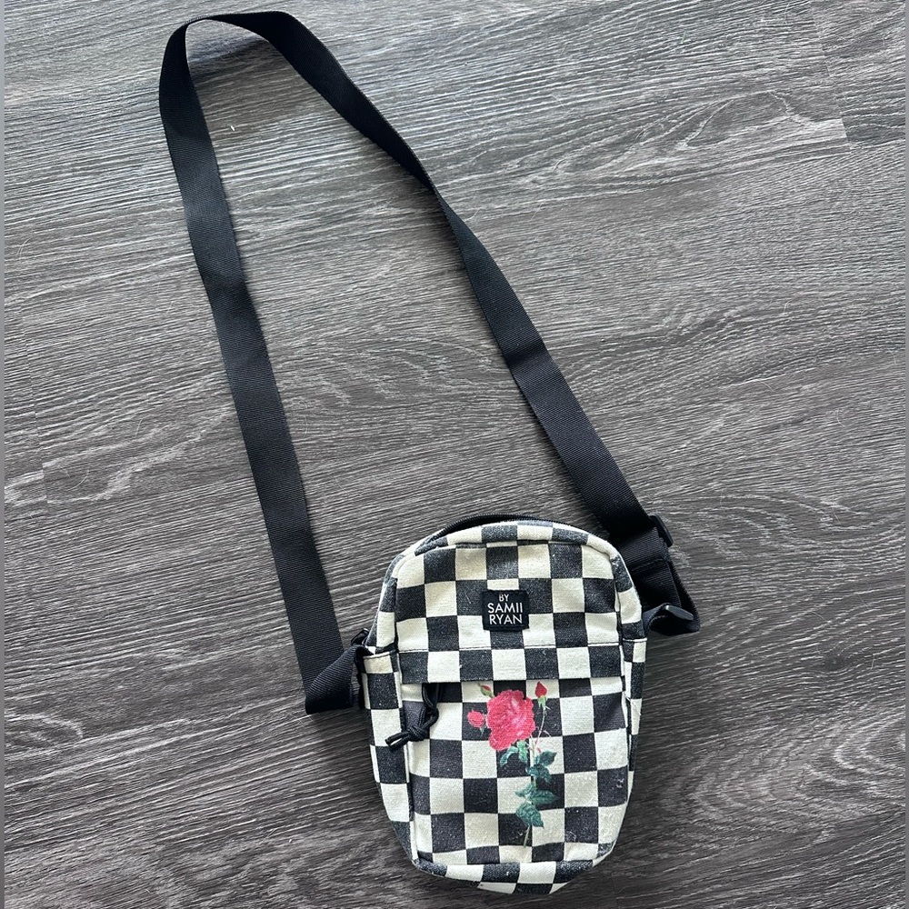 BSR By Samii Ryan Checkerboard Flower Crossbody Bag.